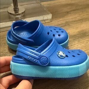 CROCS Kids Royal Blue Clog with Light Blue Platform